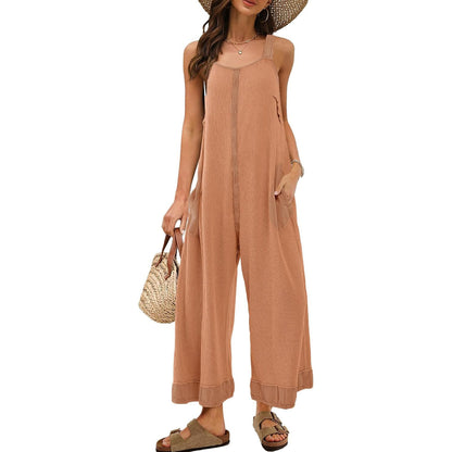Women's Waffle Backless Jumpsuit (Buy 2 Free Shipping）