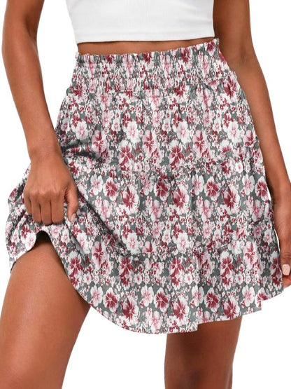 ⏰Hot Sale-Women's Casual High Waisted Ruffle Tiered Flowy Mini Skorts Skirts