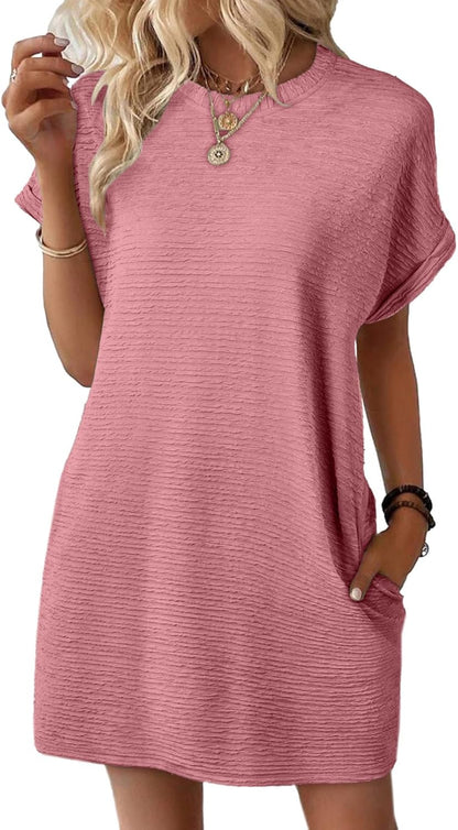 ⏰Hot Sale-Women's Lightweight Summer Short Sleeve Dress with Pockets