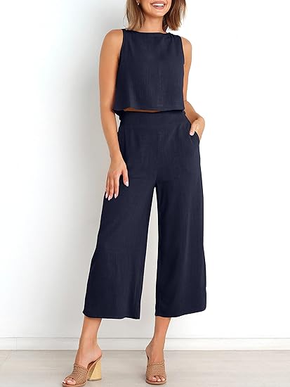 ⏰HOT SALE Women's Summer Suit Sleeveless Vest Cropped Pants