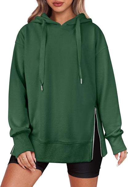 Women's Oversized Side Zip Pullover Hoodie
