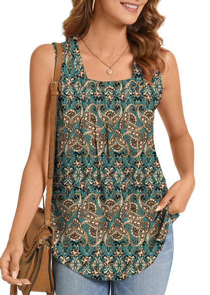 ✨Women's Summer Printed Pleated Sleeveless Tank Top