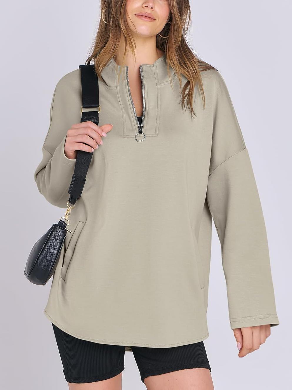 ✨Women's Oversized Quarter Zip Tunic Hoodie (Buy 2 Free Shipping)