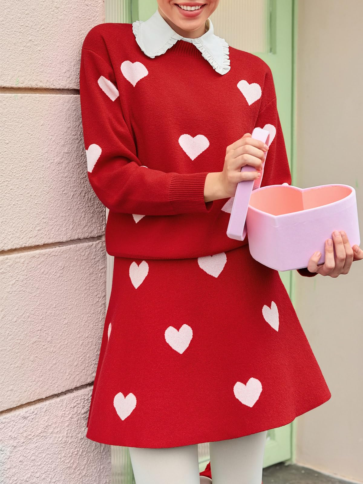 ⏰Hot Sale-Women's Skirt 2 Piece Long Sleeve Crewneck Sweaters