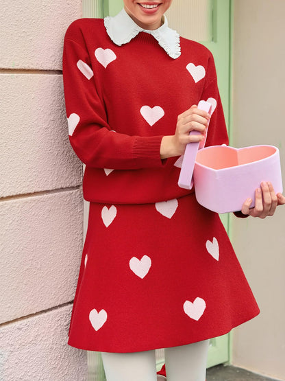 ⏰Hot Sale-Women's Skirt 2 Piece Long Sleeve Crewneck Sweaters