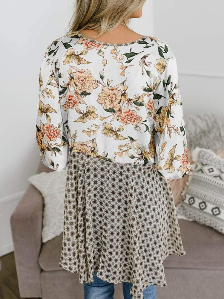 ⏰Hot Sale-Women's Floral Kimono Ruffle Sleeve Tie Cardigans Flowy Boho Loose Cover Ups
