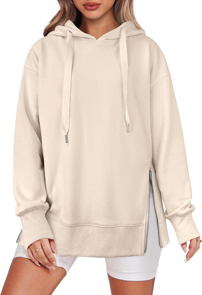 Women's Oversized Side Zip Pullover Hoodie