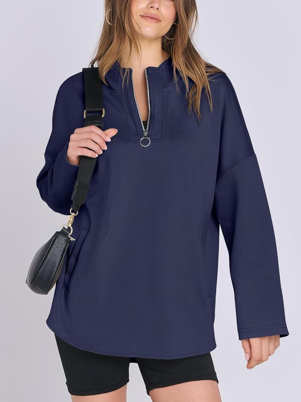 ✨Women's Oversized Quarter Zip Tunic Hoodie (Buy 2 Free Shipping)
