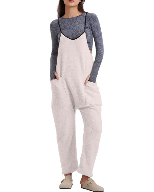 ✨Womens Fleece Overalls Loose Fit Adjustable Strap Jumpsuits Warm Fashion Work Outfits