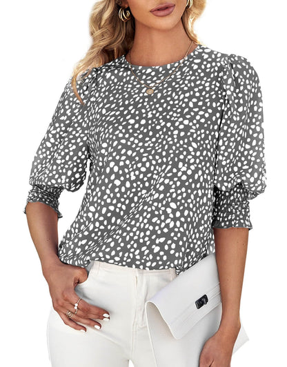 Women's Polka Dot Three-quarter Sleeve T-Shirt Top