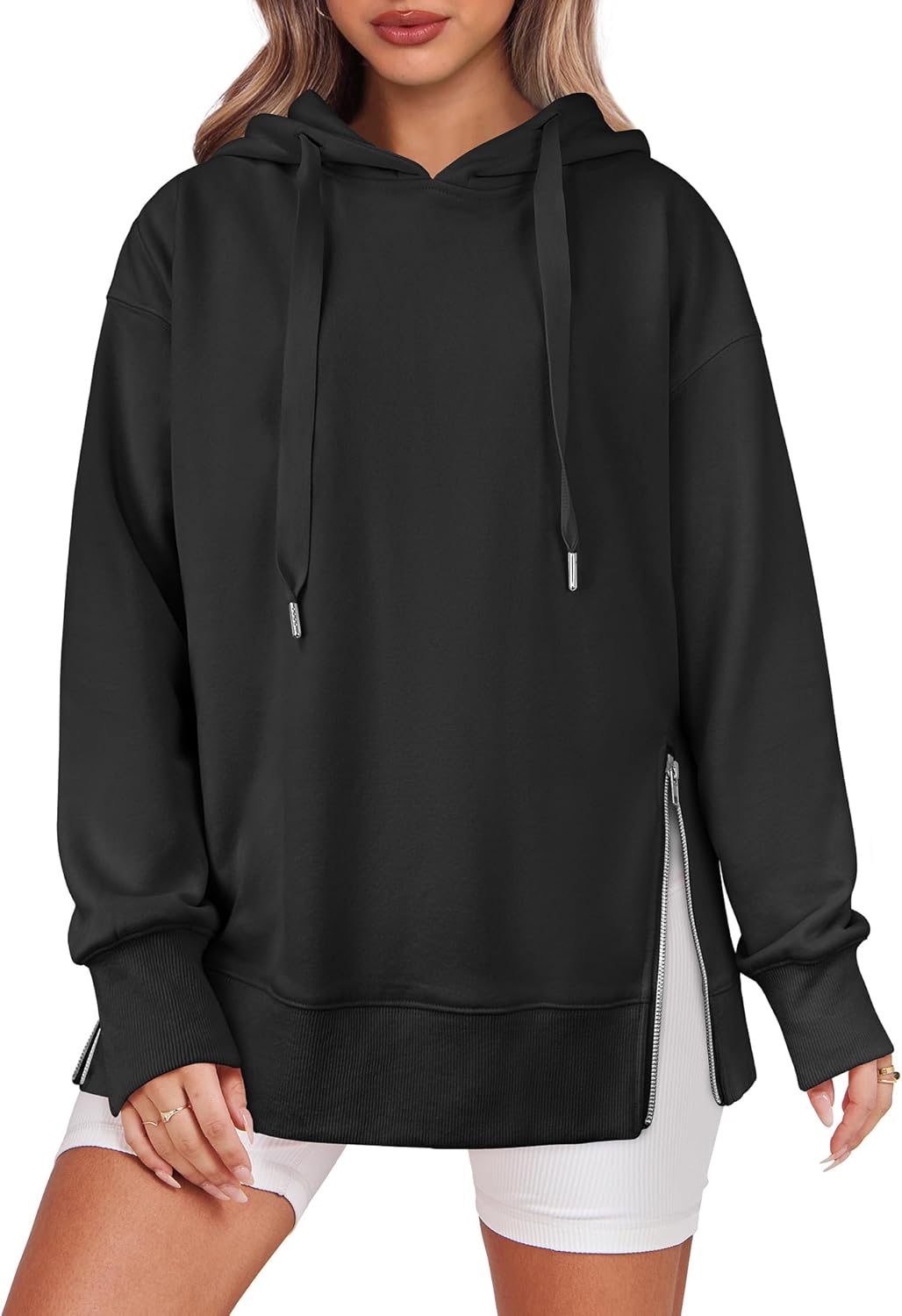 Women's Oversized Side Zip Pullover Hoodie