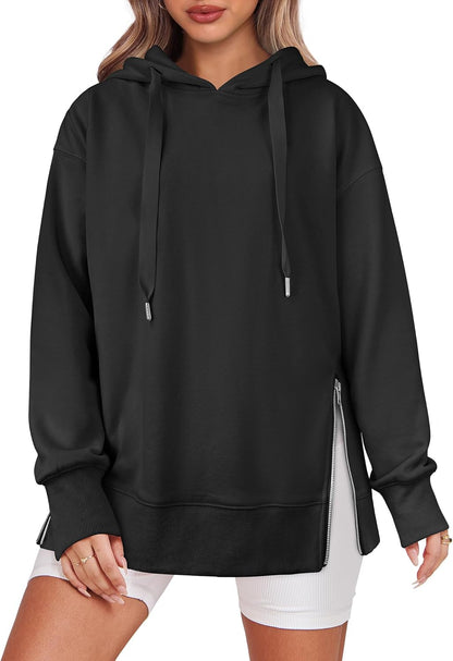 Women's Oversized Side Zip Pullover Hoodie