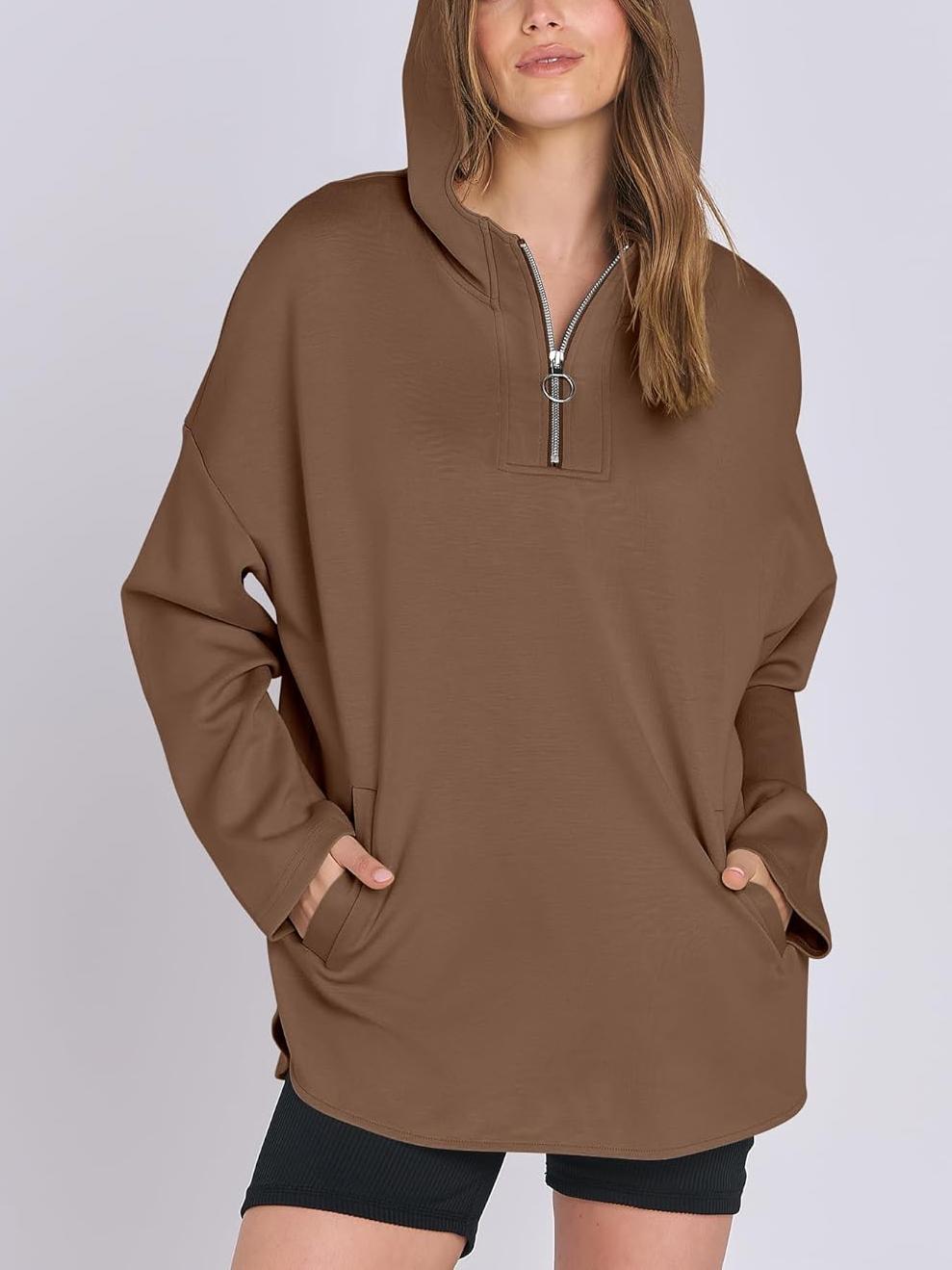 ✨Women's Oversized Quarter Zip Tunic Hoodie (Buy 2 Free Shipping)