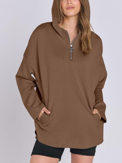 ✨Women's Oversized Quarter Zip Tunic Hoodie (Buy 2 Free Shipping)