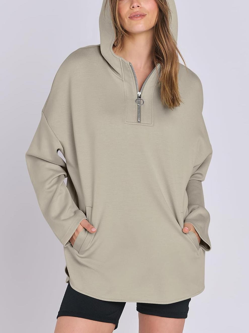 ✨Women's Oversized Quarter Zip Tunic Hoodie (Buy 2 Free Shipping)