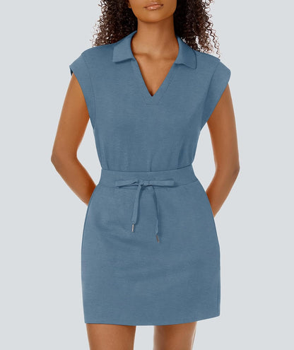 ✨Women's Casual Sports Cap Sleeve Lapel Shirt Skirt Two-Piece Set