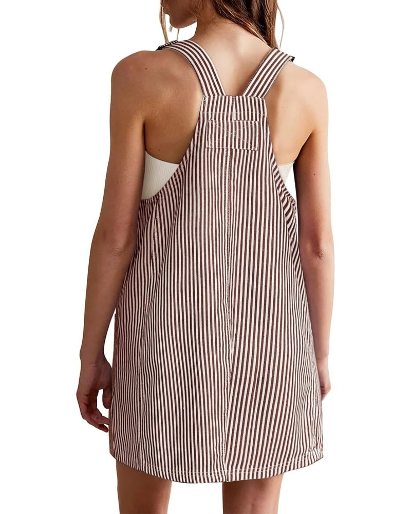 Women's Summer Adjustable Strap Striped Overall Dress