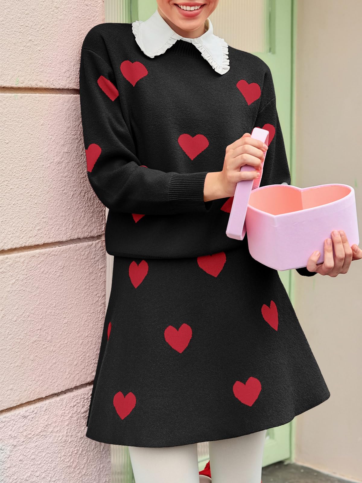 ⏰Hot Sale-Women's Skirt 2 Piece Long Sleeve Crewneck Sweaters