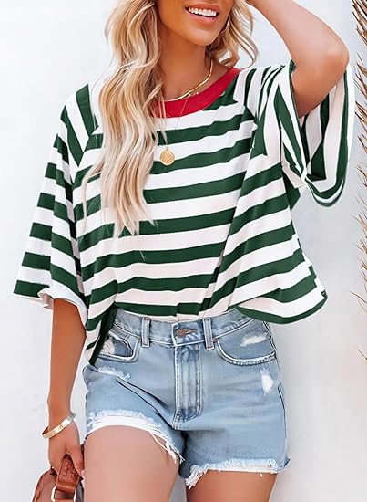 2024 NEW🔥 Women Color Blocking Loose Tee （buy 2 free shipping)