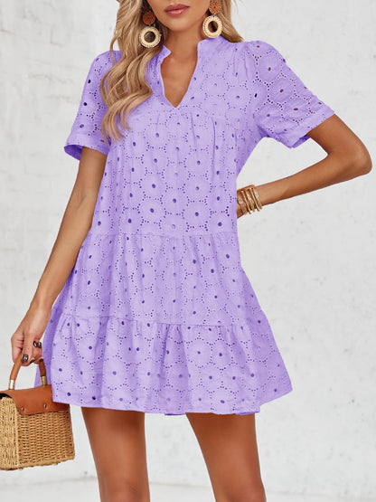 Women’s Lace Dresses Eyelet Casual Flowy Babydoll Swing