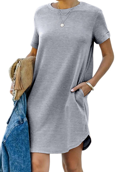 Women's Casual Short Sleeve T Shirt Dress Basic Dresses with Pockets
