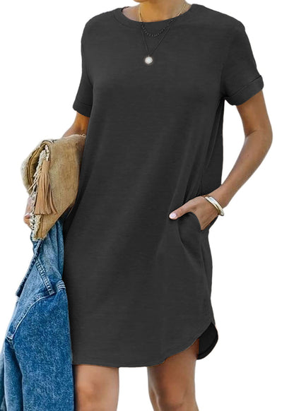 Women's Casual Short Sleeve T Shirt Dress Basic Dresses with Pockets