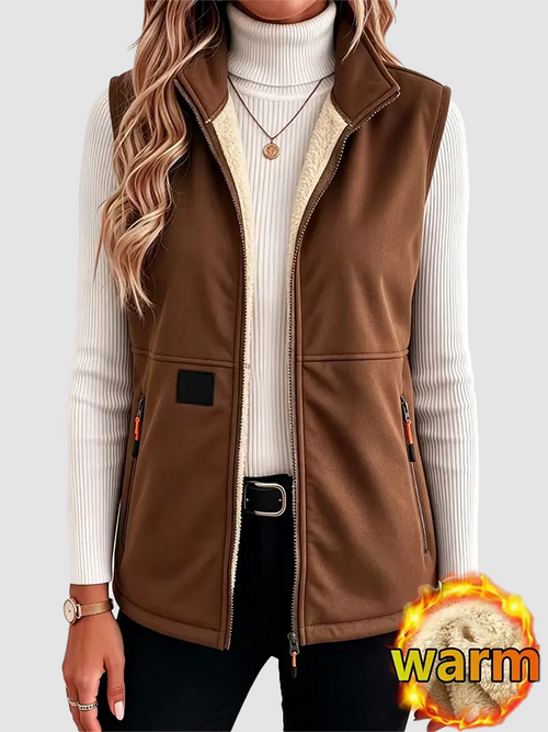 Women Fleece Lined Zip Front Vest