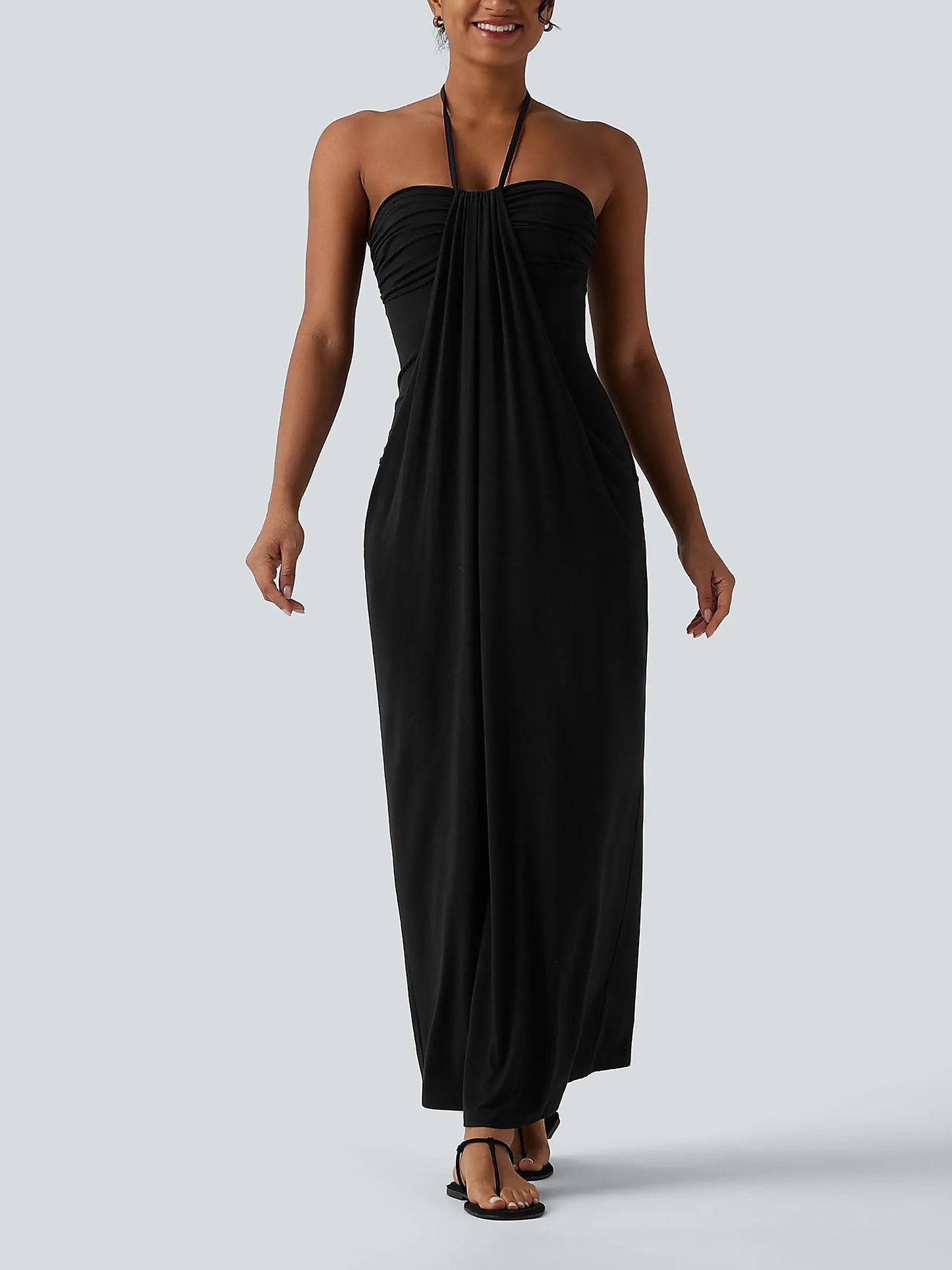 【Creator’s Pick】Halter Tie Back Maxi Dress with Pockets