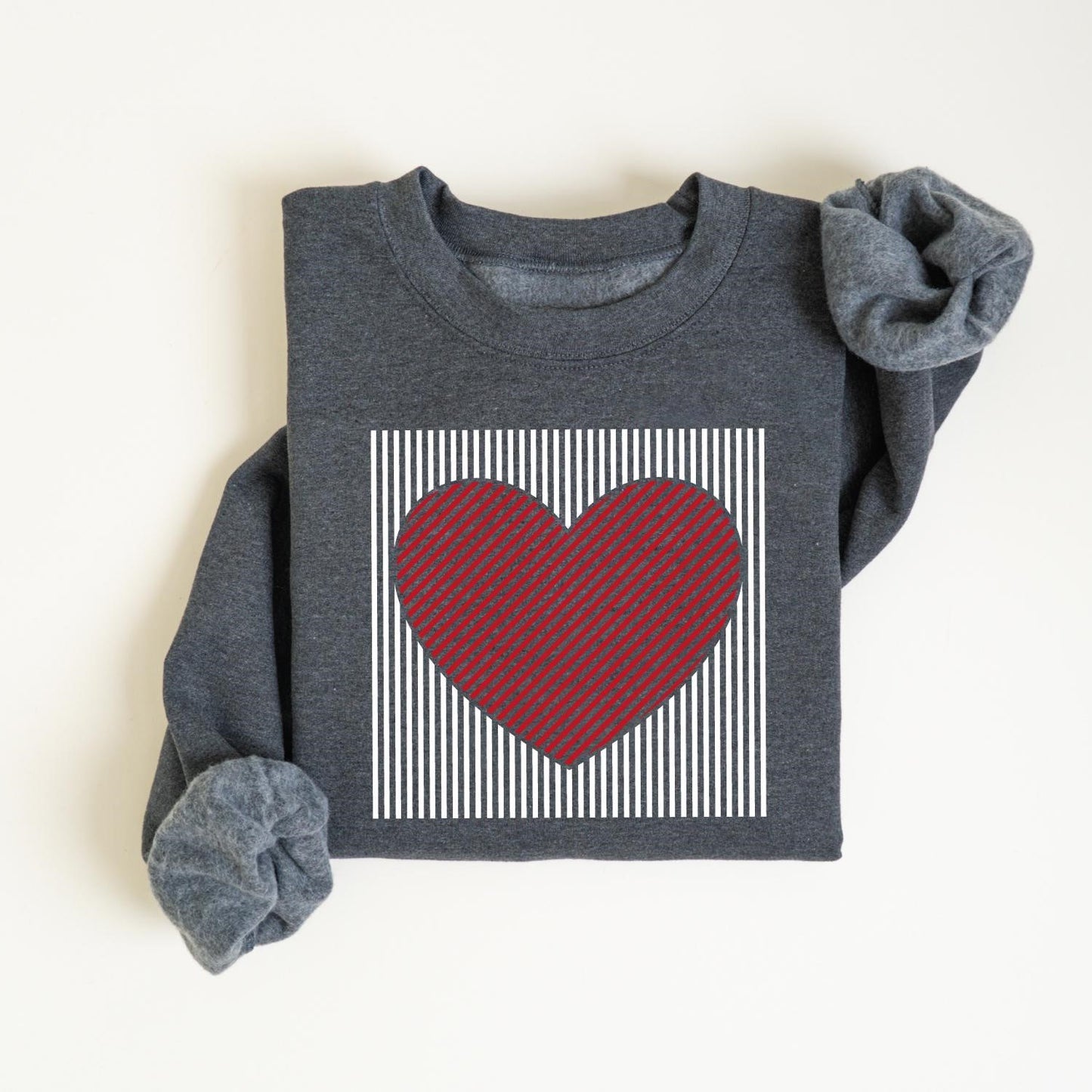 ✨Retro Valentines Heart Stripe Print Sweatshirt