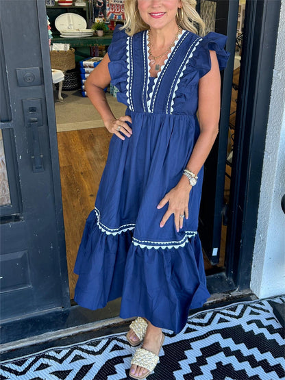 💃Women's V-Neck Ruffle Sleeve Dress (Buy 2 Free Shipping)