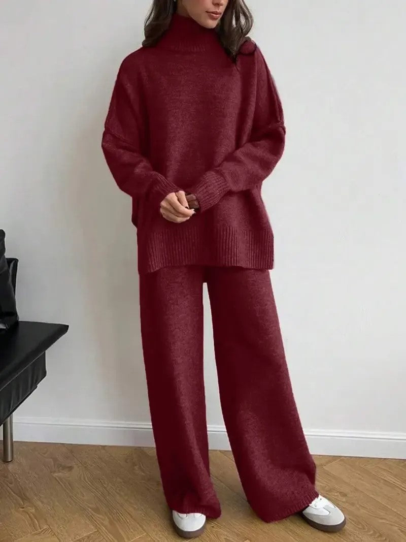 Mock Neck Wide Leg Lounge Set