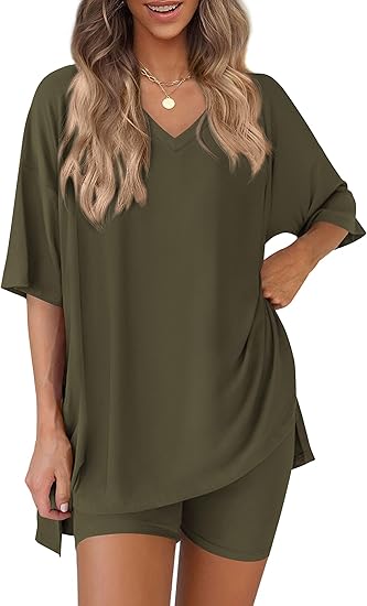 Hot Sale-Women's Tummy Cover V Neck 2-Piece Set