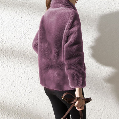 Padded Coat Stand-collar Double-faced Fleece Jacket