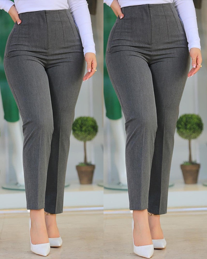 High Waist Cropped Work Pants