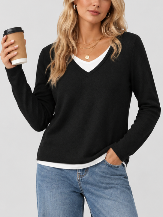 Women 2-in-1 Layered Knit Top