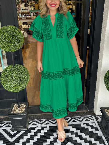 Tiktok Hot Sale Women's V-Neck Boho Maxi Dress (Buy 2 Free Shipping)