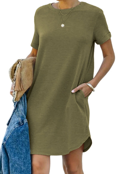 Women's Casual Short Sleeve T Shirt Dress Basic Dresses with Pockets