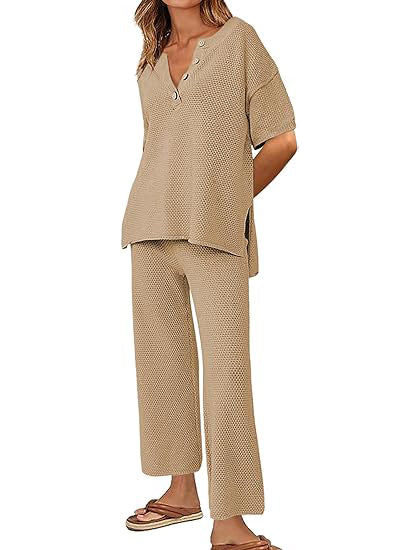 💥Women Knit Top Wide Leg Long Pants Set