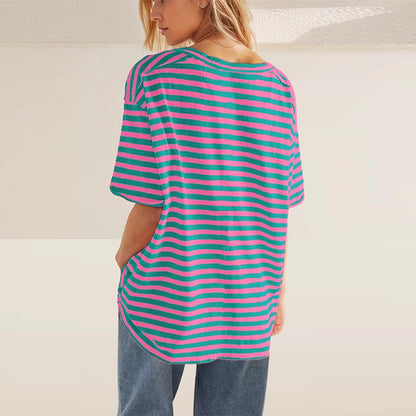 Women Oversized Deep V Neck Striped Shirt(Buy 2 Free Shipping)