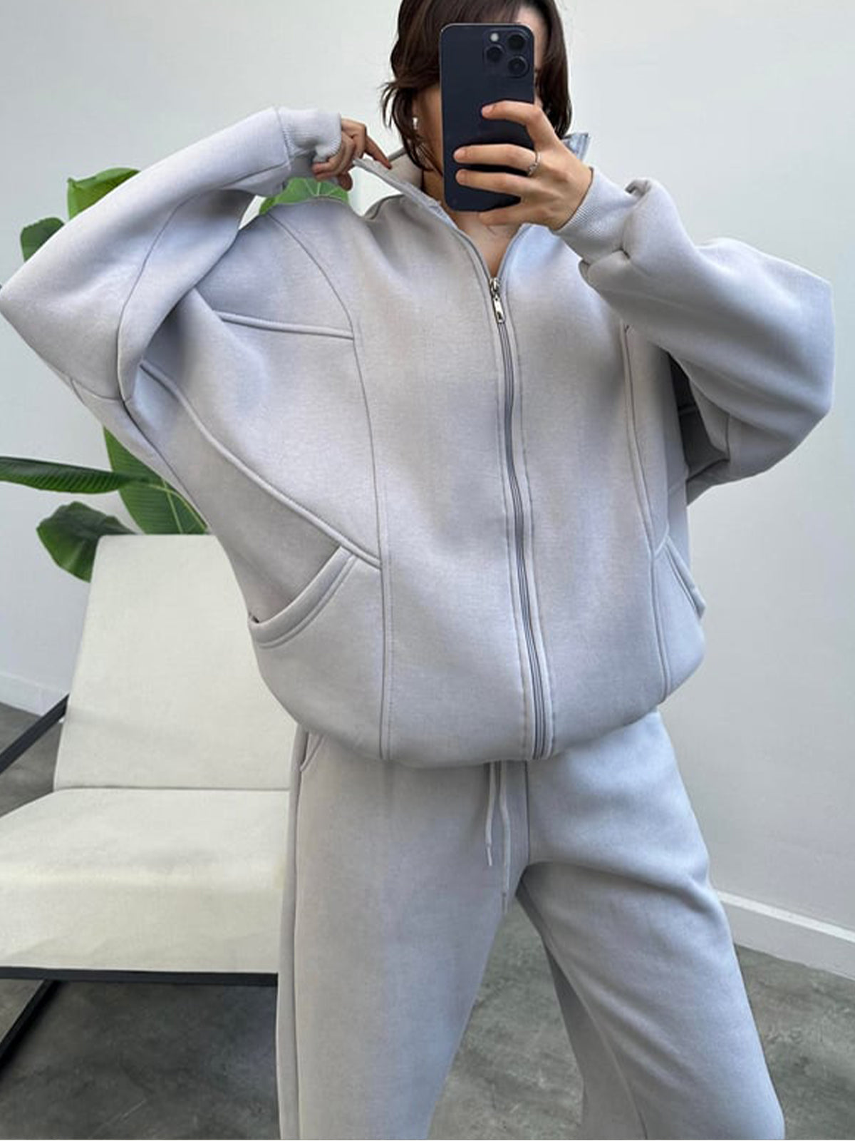 Women's 2 Piece Sets Zipper Outfits Casual Long Sleeve  Sweatsuits Sets