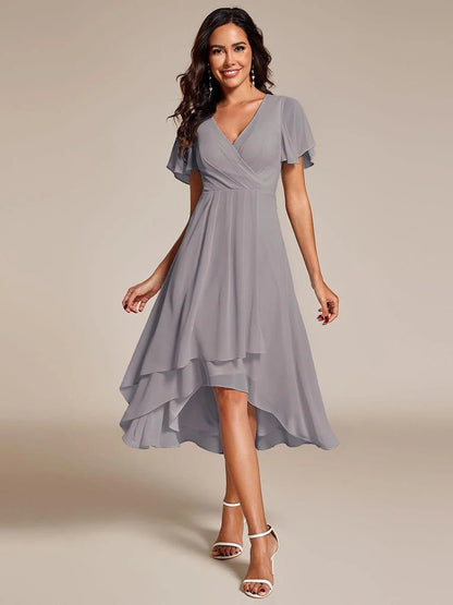✨Ruffles Sleeve Pleated V-Neck A-Line Midi Dress
