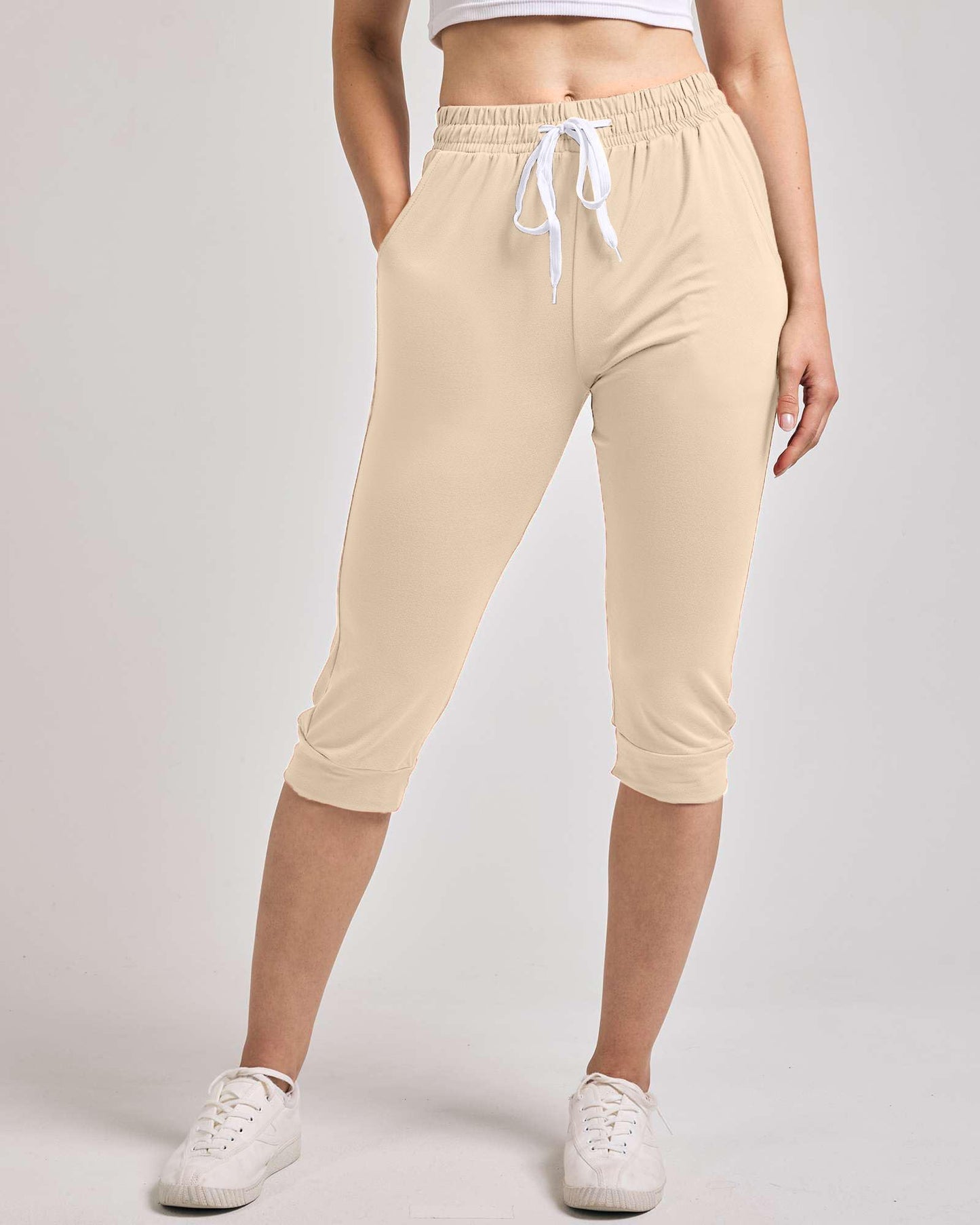 Women's Ultra Soft Lounge Capri Joggers Sweatpants Athletic Yoga with Pockets