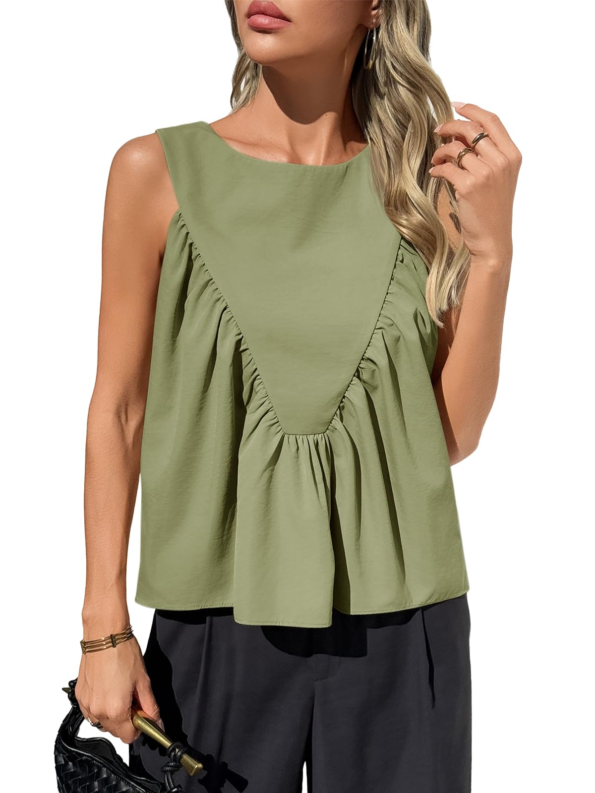 ✨Womens Peplum Babydoll Tank Tops Summer Sleeveless Loose T Shirts
