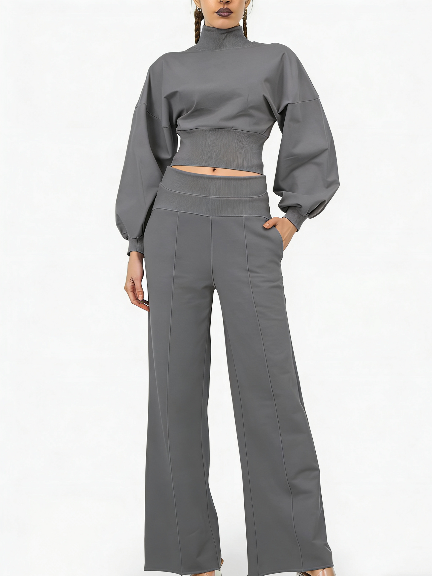 Women's 2-Piece Turtleneck Workout Set