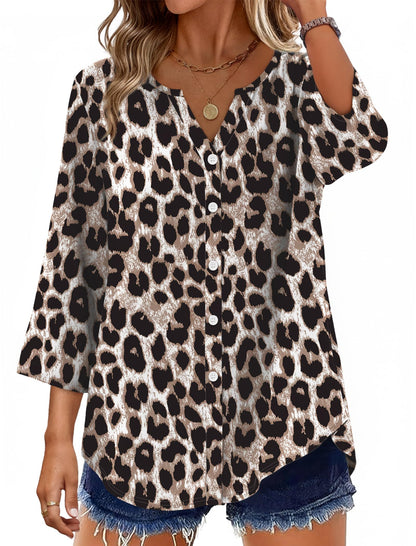 Women's Cotton 3/4 Sleeve Button Down Gingham Shirts