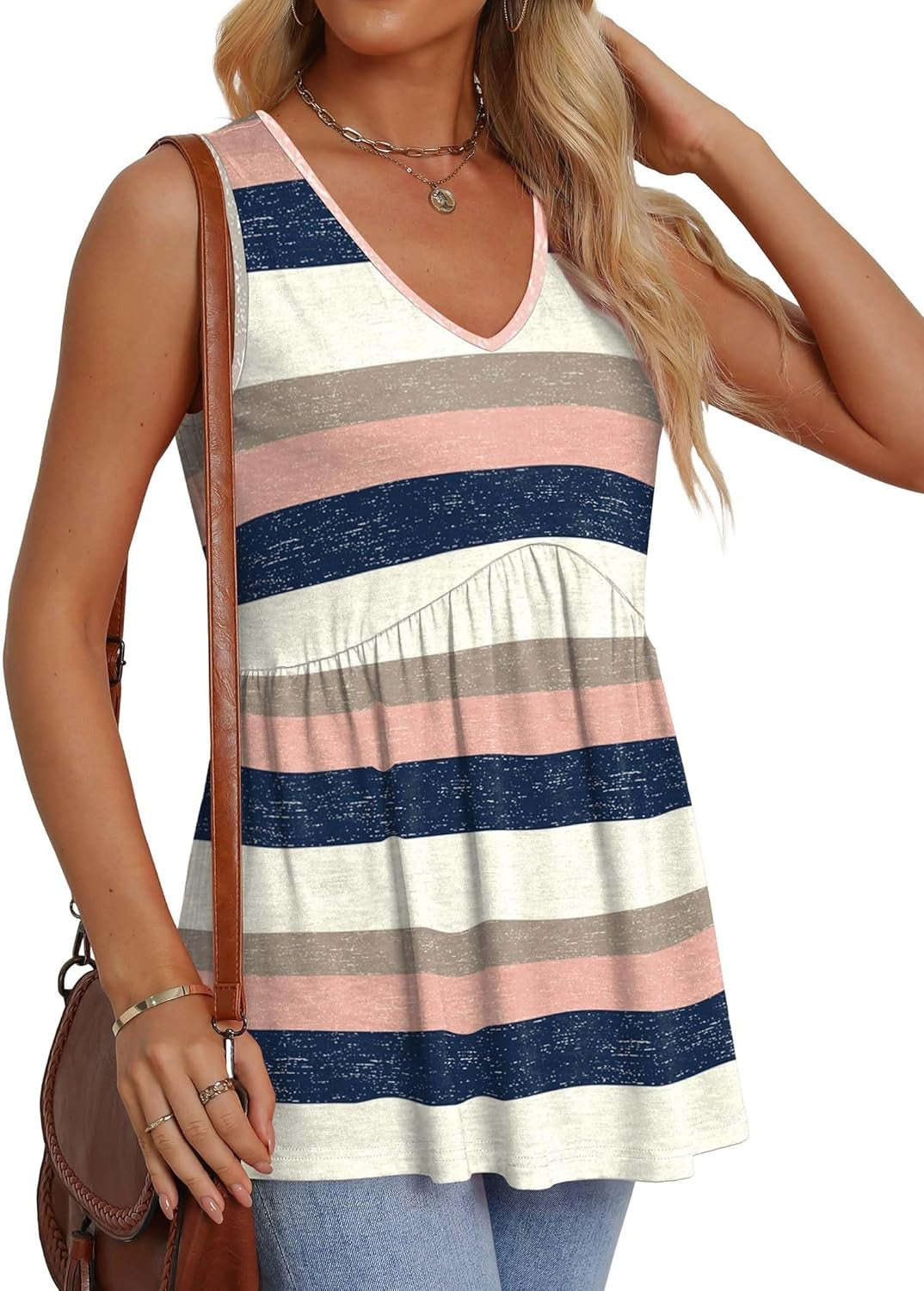 ⏰Hot Sale-Women Dressy Sleeveless V Neck Babydoll Tank Tops