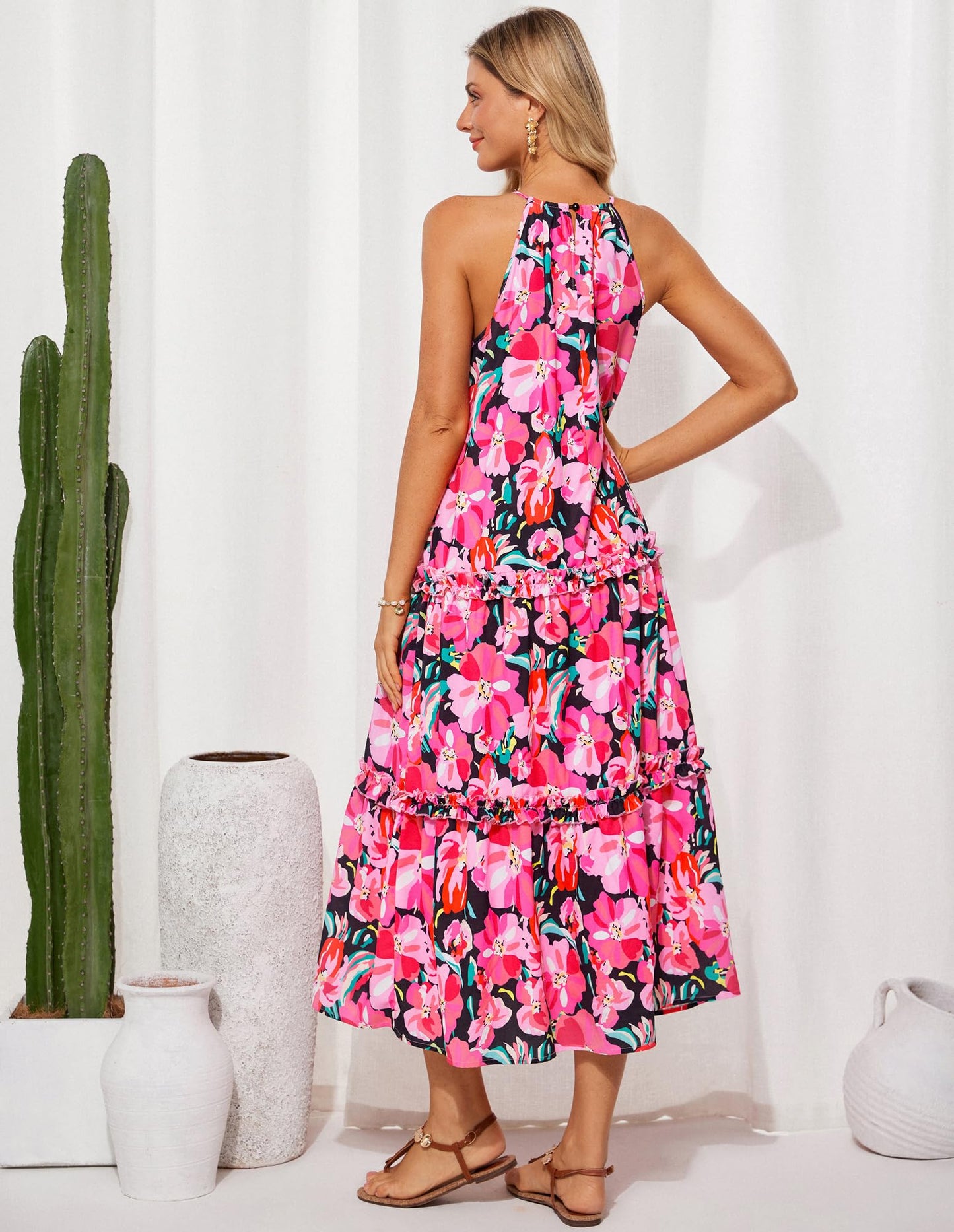 Limited time sale🔥Women's Elegant Hollower Out Waist A  Line Spaghetti Straps Dress