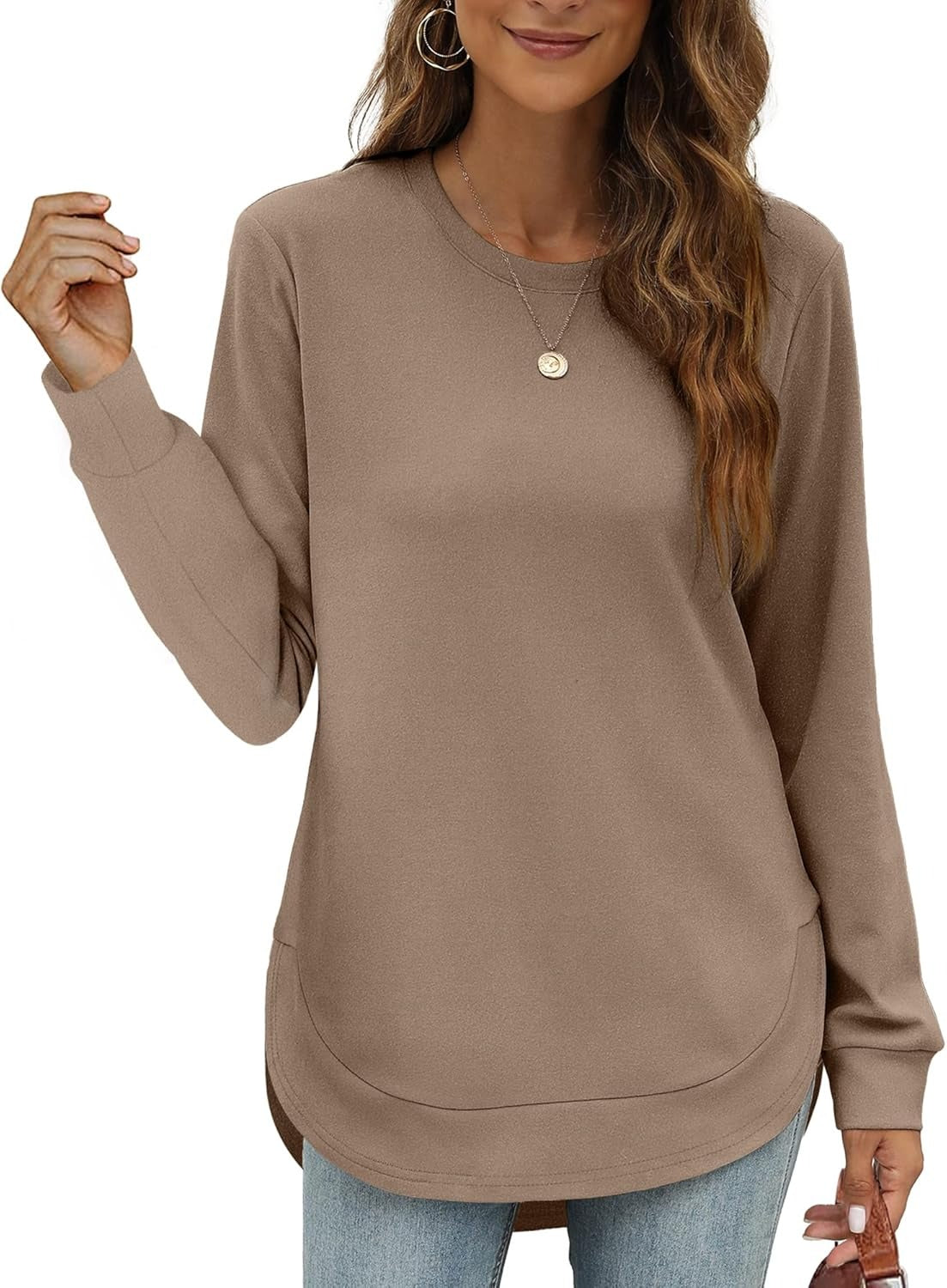 Women's Sweatshirt Crewneck Curved Hem(Buy 2 Free Shipping)