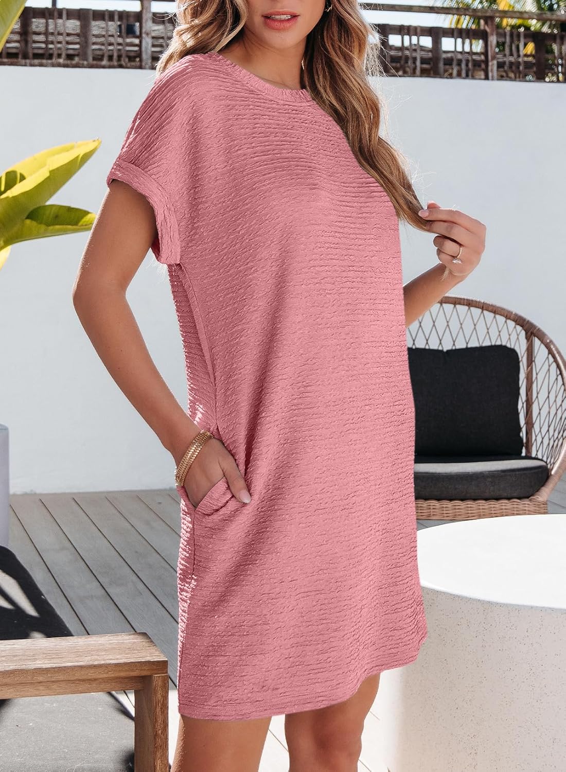 ⏰Hot Sale-Women's Lightweight Summer Short Sleeve Dress with Pockets