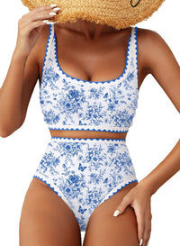 White Blue Floral